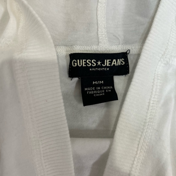 GUESS White Hooded Long Sleeve Top with Logo Sleeve - Picture 3 of 4